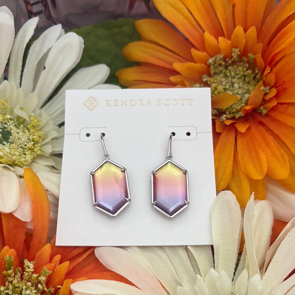 Kendra Scott Hallie Drop Sunrise Watercolor Illusion Rhodium